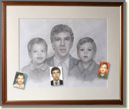 trois visages dessinés ensemble