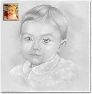 Portrait enfant au fusain